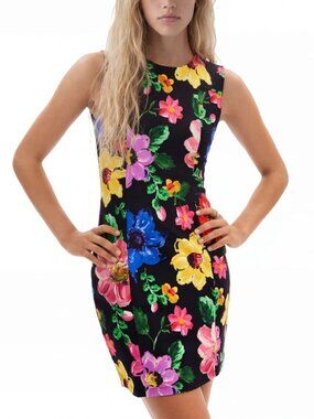 Desigual Black Colorful Floral Mini Dress Size M